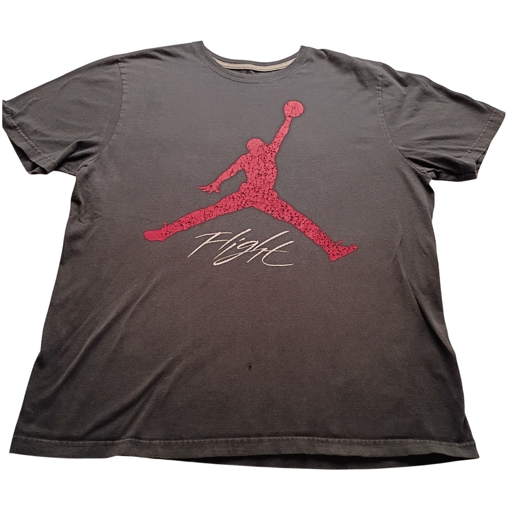 Jordan Flight Graphic T-Shirt Men's XL Gray Pink Jumpman Logo Short Sleeve Tee